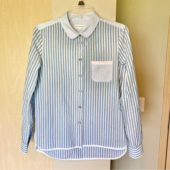 Chinti & Parker Tops - Chinti And Parker Women S Blue White Pinstripe Button Down Long Sleeve Shirt